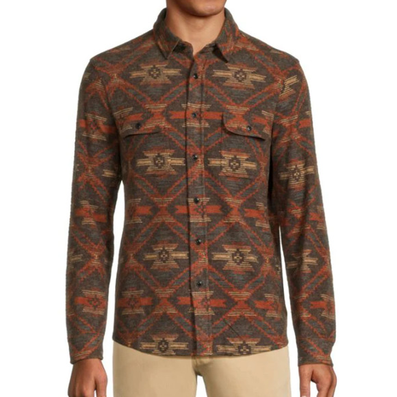 NWT FAHERTY Legend Sweater Flannel Shirt Men Large Aztec Southwest Aztec Western - Picture 2 of 5